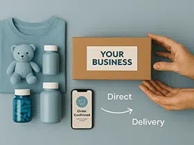 Direct-to-consumer shipment from your business to a customer with order confirmed on a mobile screen