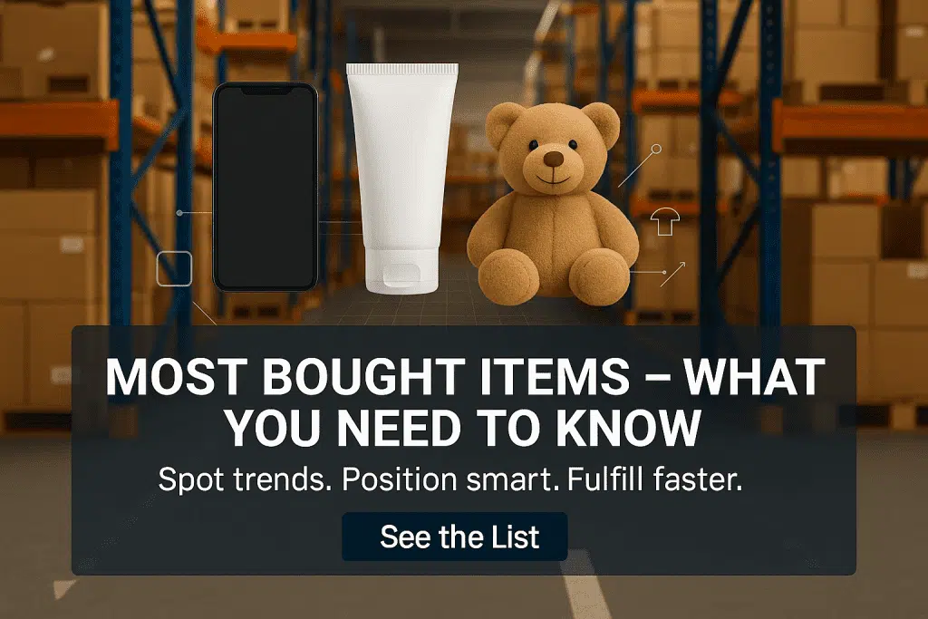 Amazon parcels moving on a warehouse conveyor with a worker in the background, illustrating fast ecommerce fulfillment